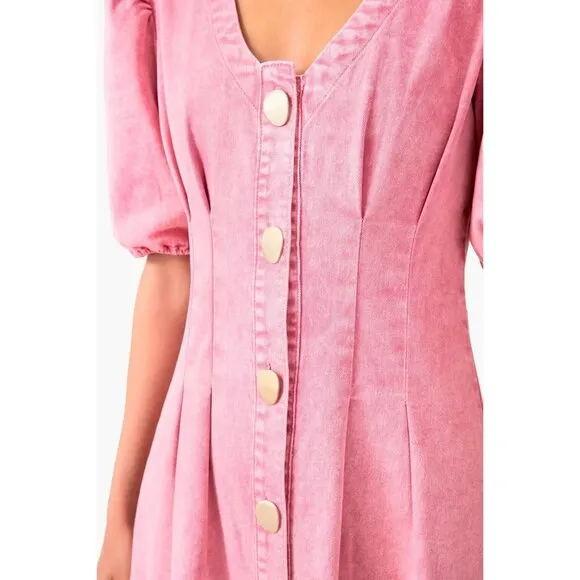 Tuckernuck Hyacinth House Pink Denim Madeline Mini Dress Size XXL