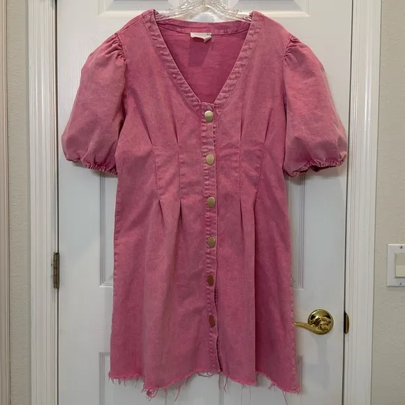 Tuckernuck Hyacinth House Pink Denim Madeline Mini Dress Size XXL