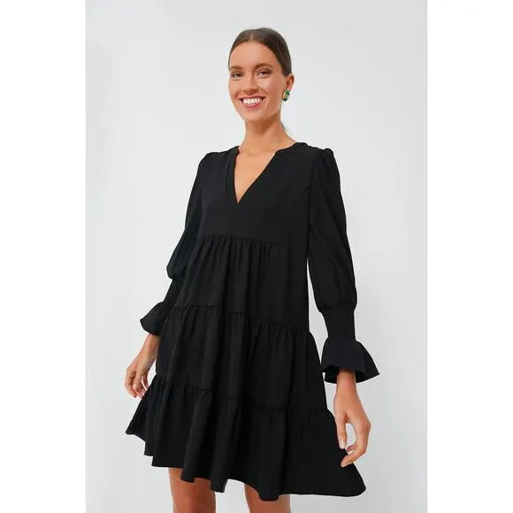 Tuckernuck Kenzo Dress Size S Black Crepe Classic Preppy Party Pomander Place