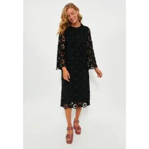 Tuckernuck Noir Eyelet Hutton Long Sleeve Cotton Formal Midi Dress Small NWT