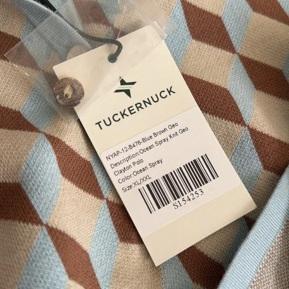 Tuckernuck Ocean Spray Knit Geo Clayton Polo Size XL/XXL nwt