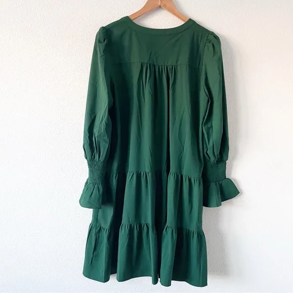 Tuckernuck Pomander Place Crepe Kenzo Dress in Hunter Green