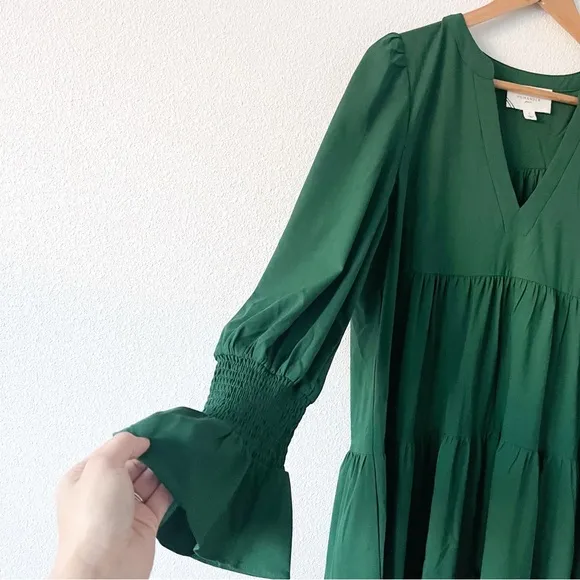 Tuckernuck Pomander Place Crepe Kenzo Dress in Hunter Green