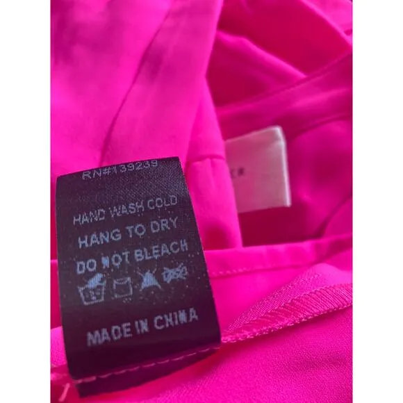 Tuckernuck POMANDER PLACE Electric Pink Crepe Kenzo Dress Long Sleeve size XS