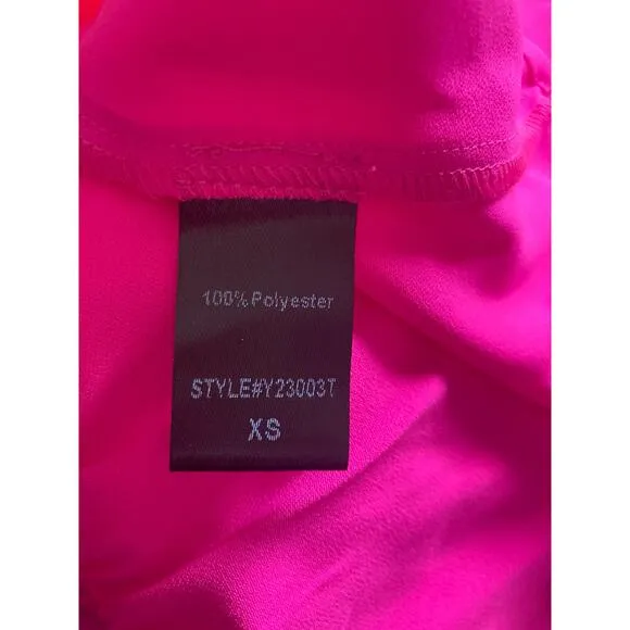 Tuckernuck POMANDER PLACE Electric Pink Crepe Kenzo Dress Long Sleeve size XS