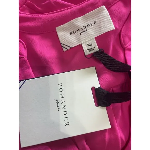 Tuckernuck POMANDER PLACE Electric Pink Crepe Kenzo Dress Long Sleeve size XS