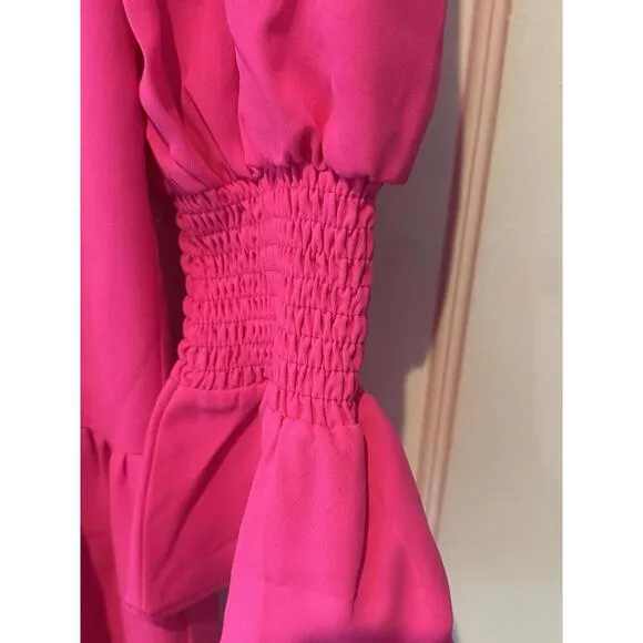 Tuckernuck Pomander Place Electric Pink Crepe Kenzo Dress NWT Extra Small XS