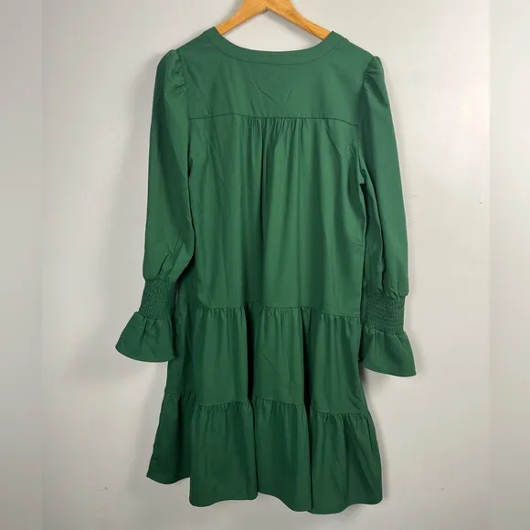 Tuckernuck POMANDER PLACE Hunter Green Crepe Kenzo Dress large