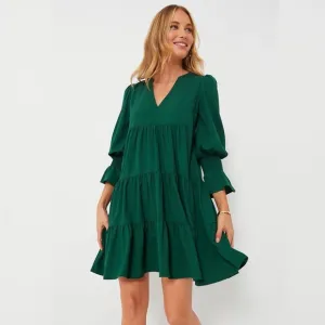 Tuckernuck POMANDER PLACE Hunter Green Crepe Kenzo Dress large