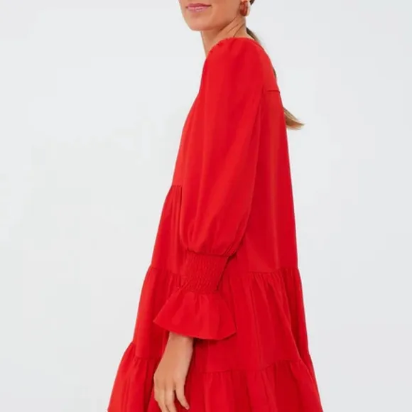 Tuckernuck Pomander Place Red Crepe Kenzo Dress Size Large