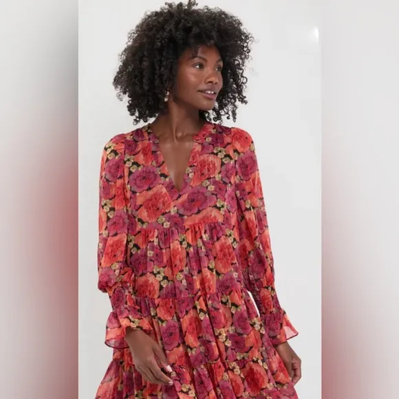TUCKERNUCK   POMANDER PLACE Rose Chiffon Kenzo Dress | Large | NWT | Stunning