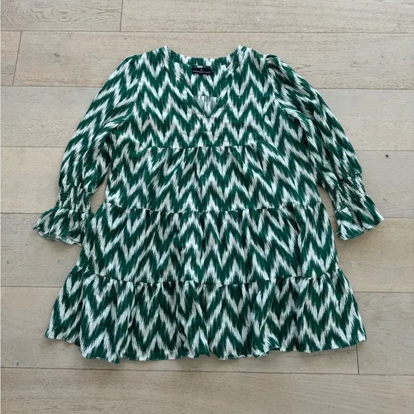 Tuckernuck Pommander Place Ikat Kenzo Long Sleeve V-Neck Mini Dress XXL