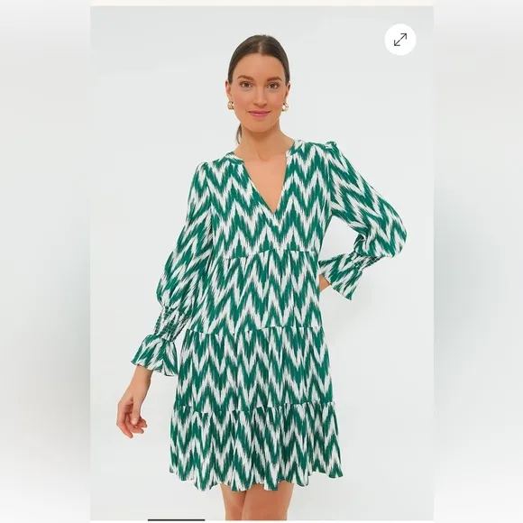 Tuckernuck Pommander Place Ikat Kenzo Long Sleeve V-Neck Mini Dress XXL