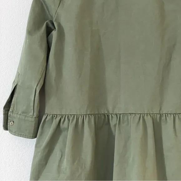 Tuckernuck Stretch Twill Hayes Shirt Dress Jade Green Pockets Collar Minimalist