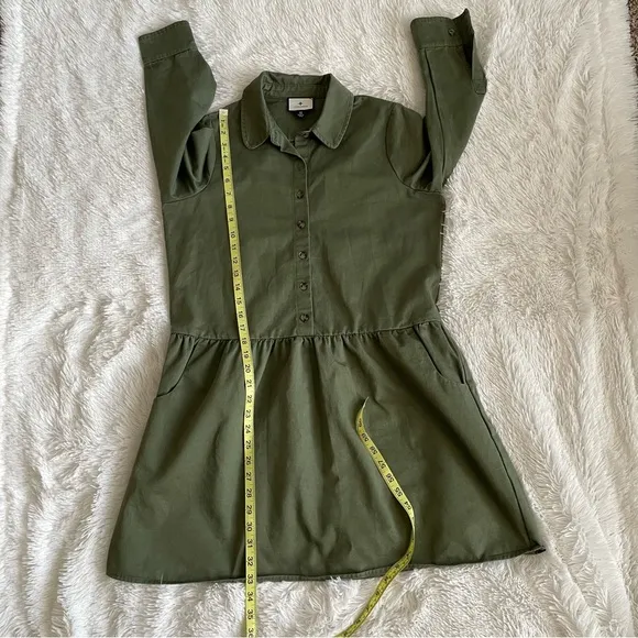 Tuckernuck Stretch Twill Hayes Shirt Dress Jade Green Pockets Collar Minimalist