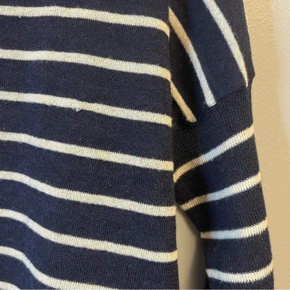 Tuckernuck Sweater Navy &amp; White Striped Clayton 3/4 Sleeve Knit Polo Sz XS/S GUC