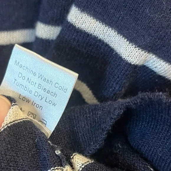 Tuckernuck Sweater Navy &amp; White Striped Clayton 3/4 Sleeve Knit Polo Sz XS/S GUC