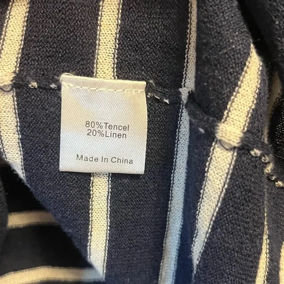 Tuckernuck Sweater Navy &amp; White Striped Clayton 3/4 Sleeve Knit Polo Sz XS/S GUC