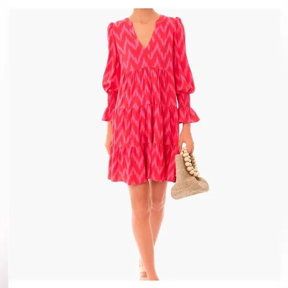 TUKERNUK POMANDER PLACE Hot Pink Ikat Kenzo Dress Size 3XL