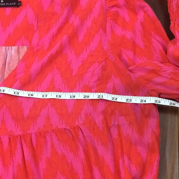 TUKERNUK POMANDER PLACE Hot Pink Ikat Kenzo Dress Size 3XL