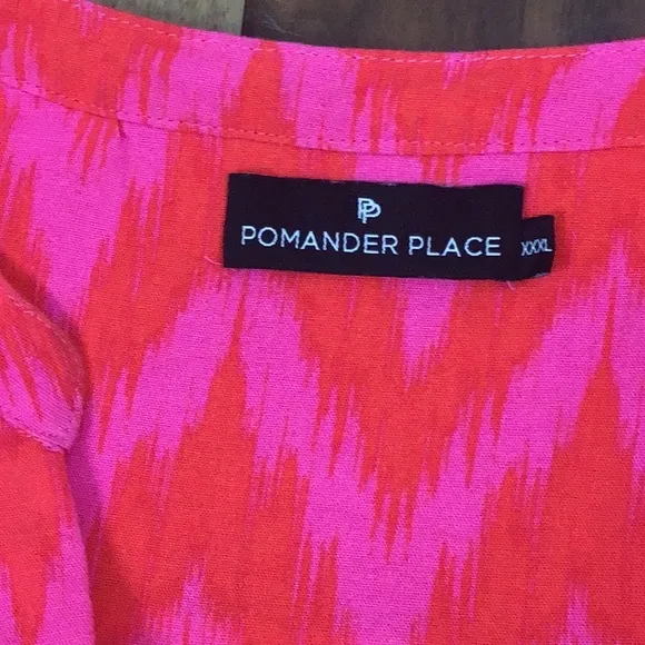 TUKERNUK POMANDER PLACE Hot Pink Ikat Kenzo Dress Size 3XL