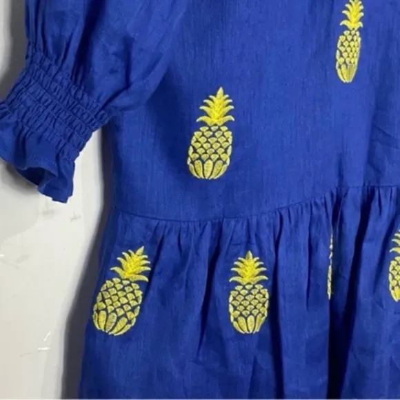 TYLER BOE Niki Embroidered Linen Dress Pineapple NWOT