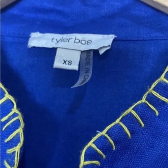TYLER BOE Niki Embroidered Linen Dress Pineapple NWOT
