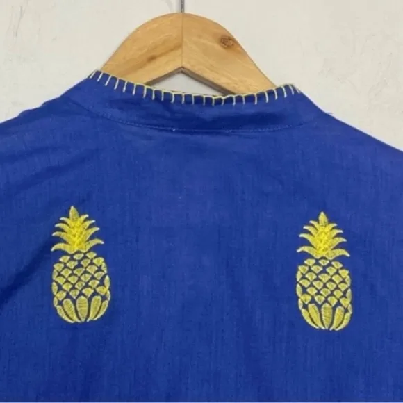 TYLER BOE Niki Embroidered Linen Dress Pineapple NWOT