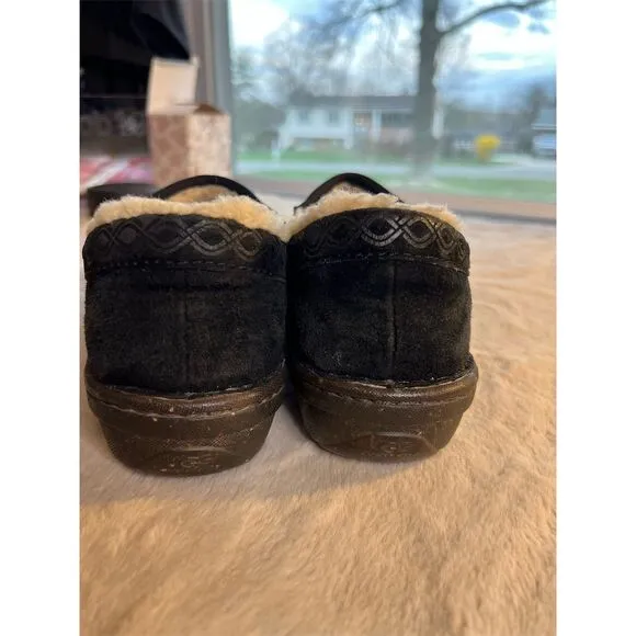 UGG Australia Unisex Black Sheepskin Slip-On Loafers Casual Shoes