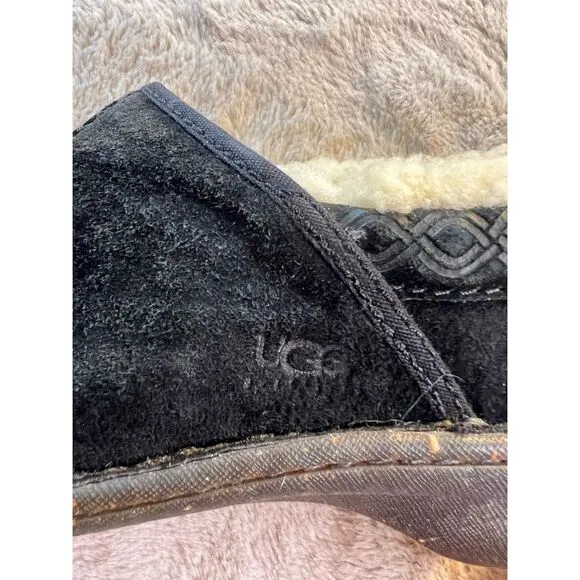 UGG Australia Unisex Black Sheepskin Slip-On Loafers Casual Shoes