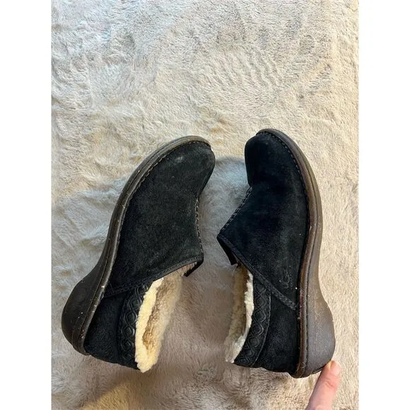 UGG Australia Unisex Black Sheepskin Slip-On Loafers Casual Shoes