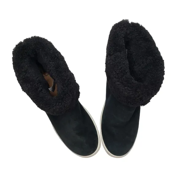 UGG | Boho Casual Black Suede Leather Wool Lined Ankle Bootie Sneakers Women's 8