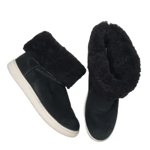 UGG | Boho Casual Black Suede Leather Wool Lined Ankle Bootie Sneakers Women's 8