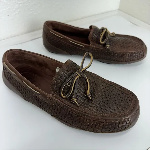 Ugg Chester Men’s Size 11 Brown Woven Leather Driving Loafers Shoes 1007887