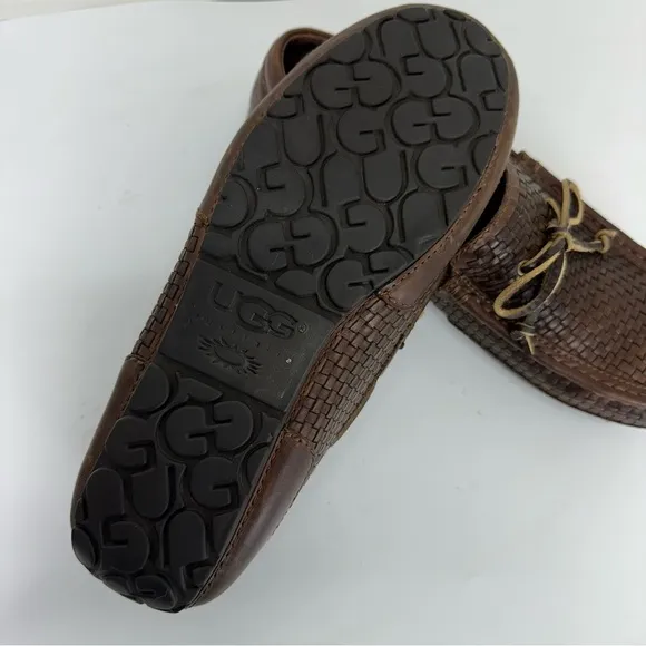 Ugg Chester Men’s Size 11 Brown Woven Leather Driving Loafers Shoes 1007887