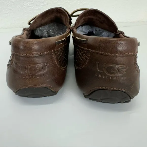 Ugg Chester Men’s Size 11 Brown Woven Leather Driving Loafers Shoes 1007887