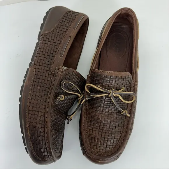 Ugg Chester Men’s Size 11 Brown Woven Leather Driving Loafers Shoes 1007887