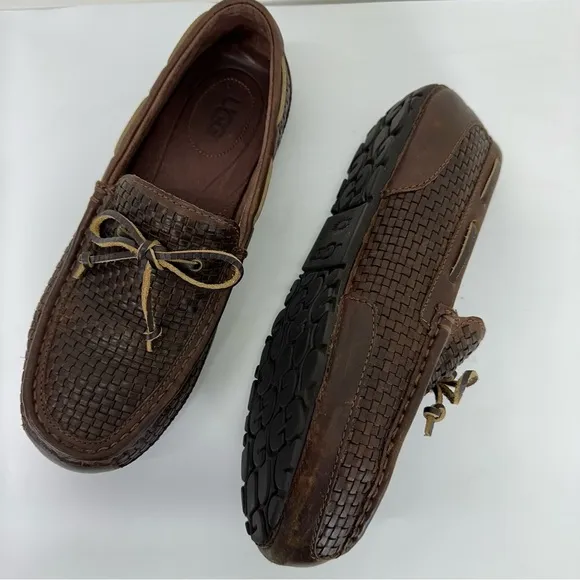 Ugg Chester Men’s Size 11 Brown Woven Leather Driving Loafers Shoes 1007887