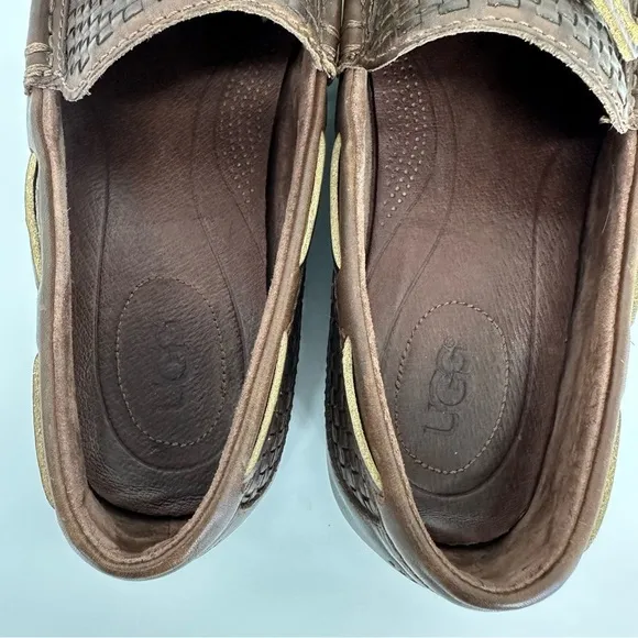 Ugg Chester Men’s Size 11 Brown Woven Leather Driving Loafers Shoes casual