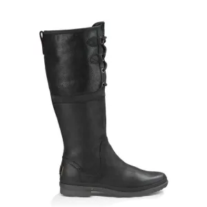 Ugg Elsa Tall Black Waterproof Leather Sherpa Lined Women Boots Sz 7