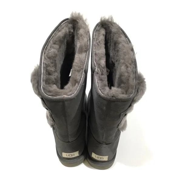 UGG KLEA BUCKLE BOOTS -CHARCOAL SUEDE / SHEEPSKIN TRIM -US 11 -NEW