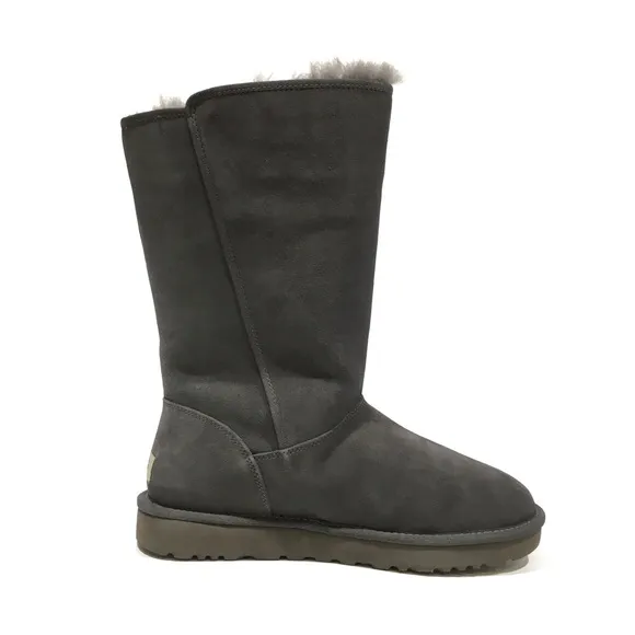 UGG KLEA BUCKLE BOOTS -CHARCOAL SUEDE / SHEEPSKIN TRIM -US 11 -NEW