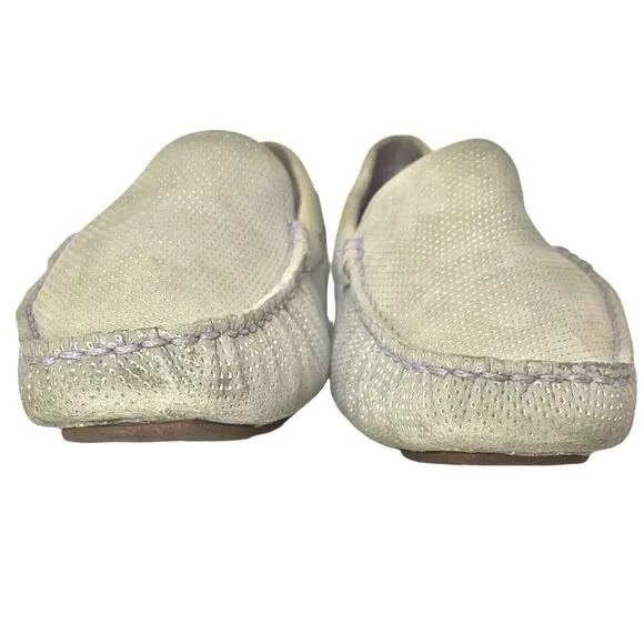 UGG Leather Driving Shoes Loafers Flats Moccasins Gray Size 8 Shearling Slip On