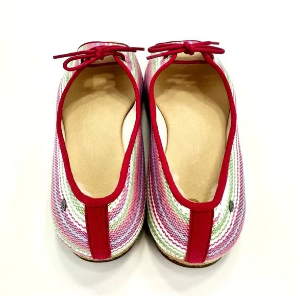 UGG “MARLEIGH” PINK MULTI COLORED SERAPE/CANVAS OPEN TOE ESPADRILLE FLATS🆕