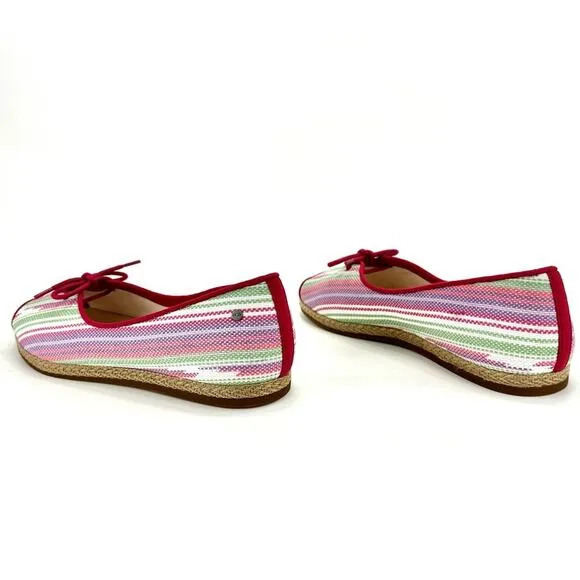 UGG “MARLEIGH” PINK MULTI COLORED SERAPE/CANVAS OPEN TOE ESPADRILLE FLATS🆕