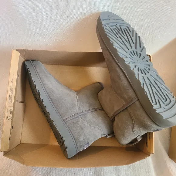 UGG Women's Cory II Genuine shearling Lined Boots in Charcoal Grey Sz 12
