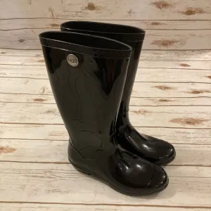 UGG Women's Sienna Waterproof Glossy Black Rubber Rain Boots Size 8