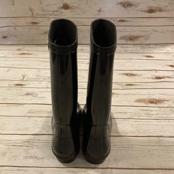 UGG Women's Sienna Waterproof Glossy Black Rubber Rain Boots Size 8