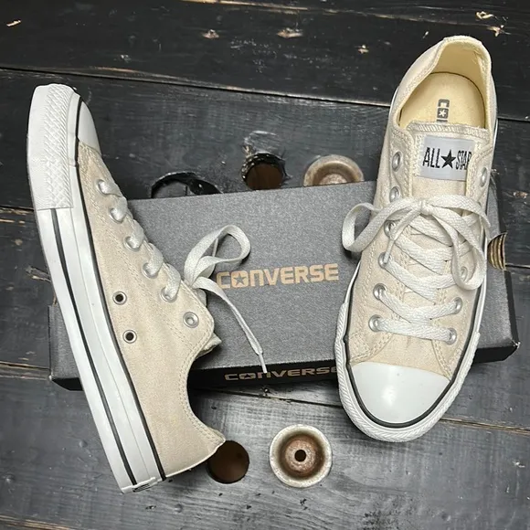Unisex Converse ALL STAR Ox Egret/White/Black Low-Top Sneakers