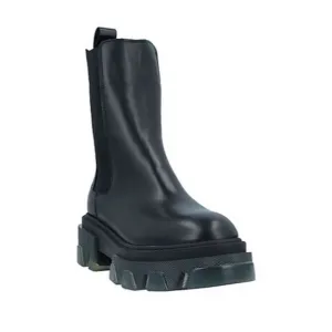 UNLACE Women's Black Chunky Sole Platform Mid Calf Leather Boots Size 8.5